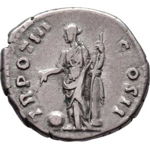 Marcus Aurelius, jako césar, 139 - 161, AR Denár, Rv:TR.POT.III.COS.II., stoj. Providentia,