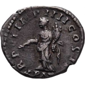 Lucius Verus, 161 - 169, AR Denár, Rv:PAX.TR.P.VI.IMP.IIII.COS.II., stojící