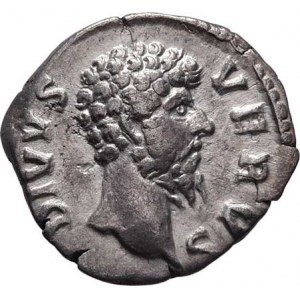 Lucius Verus - posmrtná ražba za Marca Aurelia, AR Denár, Rv:CONSECRATIO., sedící orel, S.1460,