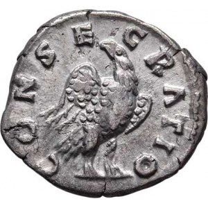 Lucius Verus - posmrtná ražba za Marca Aurelia, AR Denár, Rv:CONSECRATIO., sedící orel, S.1460,