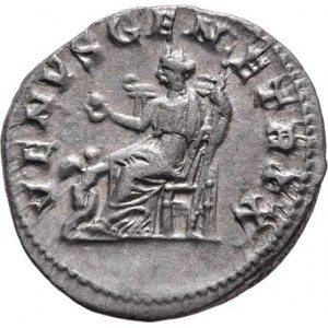 Julia Domna, matka Caracally, AR Antoninianus, Rv:VENVS.GENETRIX., sedící Venuše