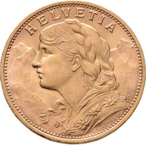 Švýcarsko, republika, 20 Frank 1930 B, Bern, KM.35.1 (Au900), 6.445g,