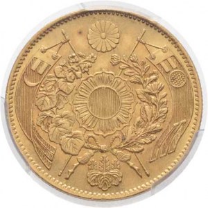 Japonsko, císař Mutsuhito, epocha Mejji, 1867 - 1912, 10 Yen, rok 4 = 1871, Y.12 (Au900, 16.67g), m