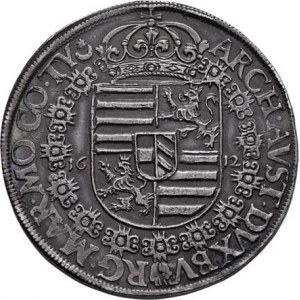Matyáš II., 1612 - 1619, Tolar 1612, Praha-Hübmer, J.14, MKČ.500, 29.057g,
