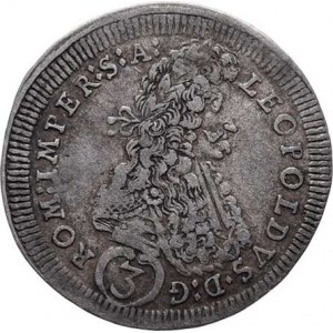Leopold I., 1657 - 1705, 3 Krejcar 1695 GE, Praha-Egerer, MKČ.1427, Nech.204,