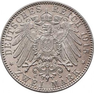 Sasko - Meiningen, Georg II., 1866 - 1914, 2 Marka 1915 - úmrtní, KM.206 (Ag900, pouze 30.000