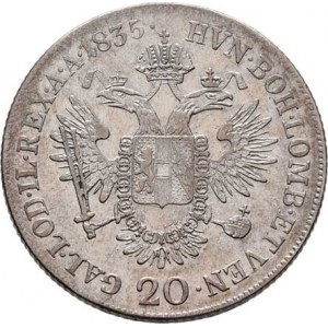 František II., 1792 - 1835, 20 Krejcar 1835 E, Karlovský Bělehrad, 6.623g,