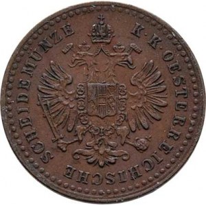 Rakouská a spolková měna, údobí let 1857 - 1892, 5/10 Krejcaru 1863 B, 1.726g, nep.hr., pěkná