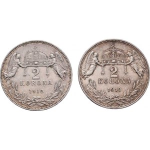 Korunová měna, údobí let 1892 - 1918, 2 Koruna 1912 KB, 1913 KB, 9.998g, 9.996g, nep.hr.,