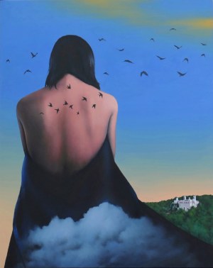 Henryk LASKOWSKI (ur. 1951), Dziewczyna z tatuażem...a w górze ptaki w locie w roli ptaków w locie, 2020
