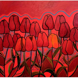 Krystyna Ruminkiewicz, Červené tulipány, 2024