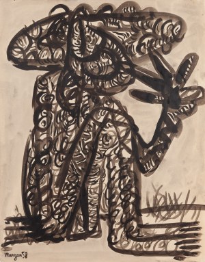 Pinchas Burstein Maryan (1927 Nowy Sącz - 1977 Nowy Jork), Postać siedząca, 1958