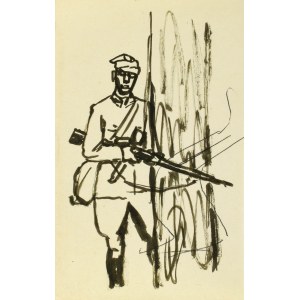 Ludwik MACIĄG (1920-2007), Skizze eines Soldaten mit einem Gewehr