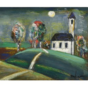 Eugeniusz TUKAN-WOLSKI (1928-2014), Abendlandschaft mit Kirche