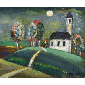Eugeniusz TUKAN-WOLSKI (1928-2014), Evening landscape with church