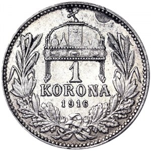 Franz Joseph I (1848-1916), 1 Korona 1916, Kremnitz
