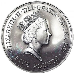 Elizabeth II (1952-2022), 5 Pounds 1990, London