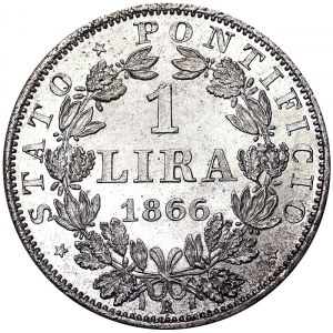 Pio IX (1866-1870), 1 Lira 1866, Rome