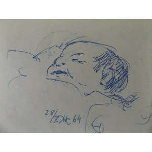 Wlastimil Hofman ( 1881 - 1970 ), szkic śpiącego dziecka, 1964