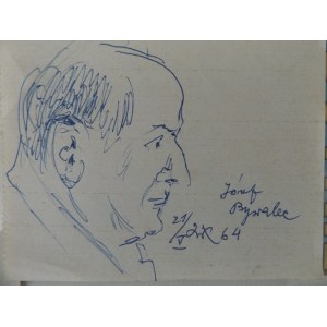 Wlastimil Hofman ( 1881 - 1970 ), skica portrétu Józefa Bywalce, 1964
