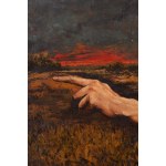 Michał Zawada (né en 1985 à Cracovie),  Paysage avec coucher de soleil et main , 2020.