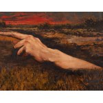 Michał Zawada (geb. 1985, Kraków), Landschaft mit Sonnenuntergang und einer Hand, 2020