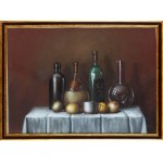 Borys Michalik (1969 Czestochowa - 2018 Chęstochowa), Still life with a bottle of chianti, circa 1970/2000