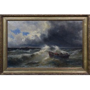 Painter unspecified, 20th century, On a rough sea
