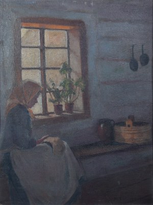 Bronisława RYCHTER-JANOWSKA (1868-1953), Kobieta w wiejskiej chacie, ok. 1910