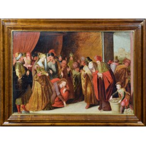 Maler unbestimmt, holländische Schule, 16./17. Jahrhundert, Jesus, die Pharisäer und der offenherzige Sünder
