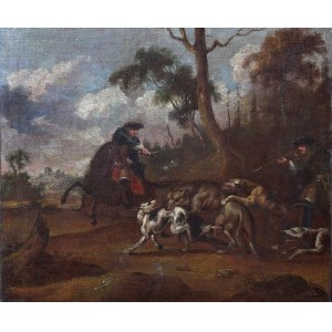 Malarz nieokreślony, 1 poł. XIX w., Polowanie z psami