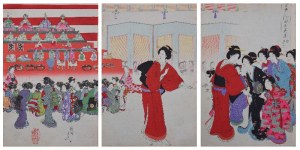 TOYOHARA CHIKANOBU(1838-1912), Festiwal lalek z cyklu „Chiyoda no o-oku” - tryptyk