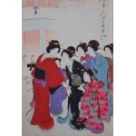 TOYOHARA CHIKANOBU(1838-1912), Bábkový festival zo série Chiyoda no o-oku - triptych