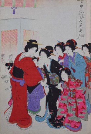 TOYOHARA CHIKANOBU(1838-1912), Festiwal lalek z cyklu „Chiyoda no o-oku” - tryptyk