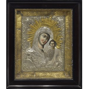 Ikona - Matka Boża Kazańska, w okładzie i kiocie