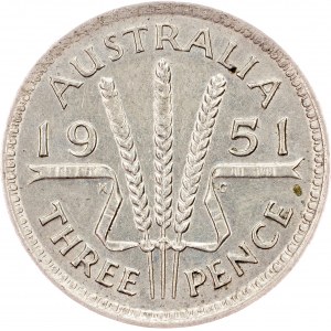 Australia, 3 Pence 1951, Melbourne