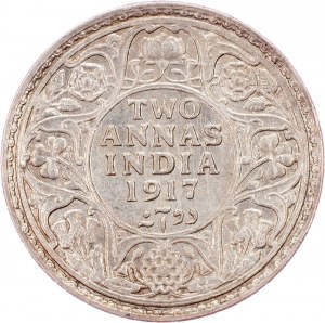 British India, 2 Annas 1917, Calcutta