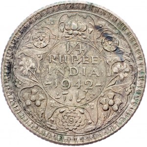India britannica, 1/4 di rupia 1942, Calcutta