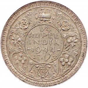 India britannica, 1/4 di rupia 1944, Lahore