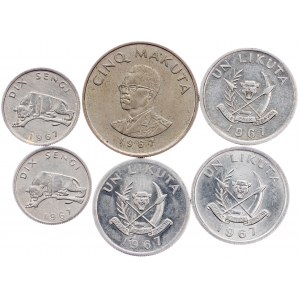 Kongo, 10 Sengi, 1 Likuta, 5 Makuta 1967, Kings Norton