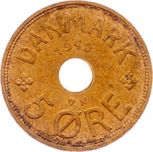 Denmark, 5 Ore 1940, Copenhagen