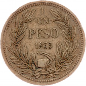 Chile, 1 Peso 1933, Santiago de Chile