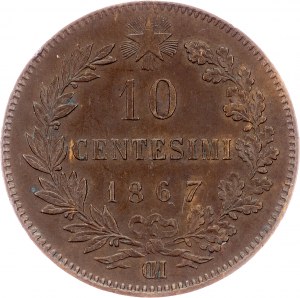 Italy, 10 Centesimi 1867, Strasbourg