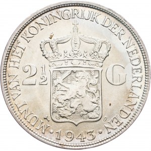 Netherlands, 2 1/2 Gulden 1943, Denver