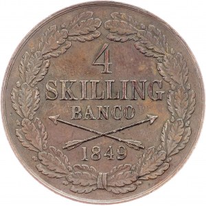 Szwecja, 4 Skilling Banco 1849, Sztokholm