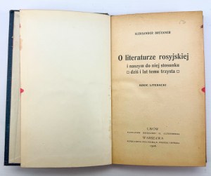 BRUCKNER Alexander - Sur la littérature russe - Lvov 1906