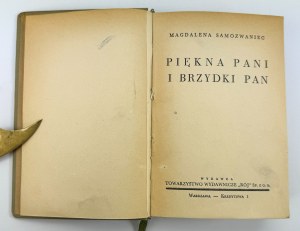 SAMOZWANIEC Magdalena - Piękna pani i brzydki pan - Warszawa 1939
