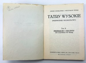 CHMIELOWSKI Janusz et ŚWIERZ Mieczysław - Tatry Wysoki - Cracovie 1925