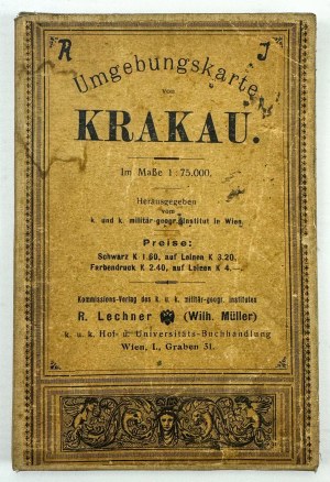 MAPA KRAKOWA - Umgebungskarte KRAKAU - Viedeň cca 1900 - [vlastník Stefan Sapieha].