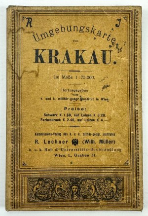 MAPA KRAKOWA - Umgebungskarte KRAKAU - Wien um 1900 - [Eigentum von Stefan Sapieha].